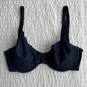 VTG 90s Request Jeans Faux Demin Blue Jeans Unlined Bra, 38D